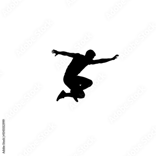 Black silhouette parkour athlete jumping urban athlete figure motion parkour extreme sports themes