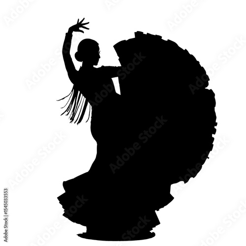 Flamenco dancer silhouette dance themes Spanish performer dramatic pose flowing dress flamenco traditional