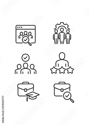 Human resource line icon set stock illustration