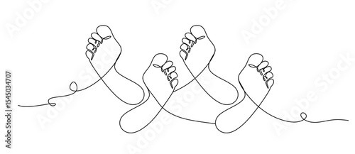 Continuous one line art drawing of bare foot in simple style and outline vector art illustration  Barefoot drawn in one continuous line. Female footprint in a simple linear style. Foot massage