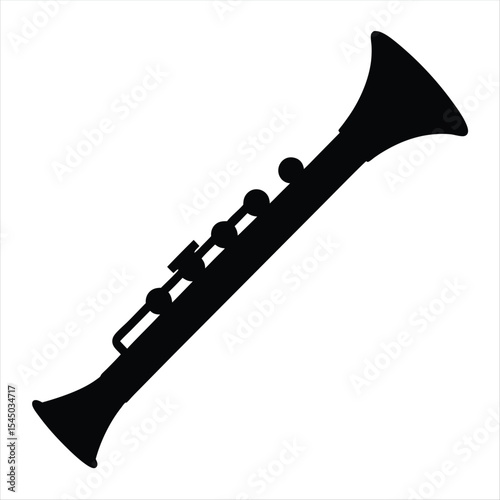 Striking Silhouette of a Classic Clarinet Music Instrument on a White Backdrop
