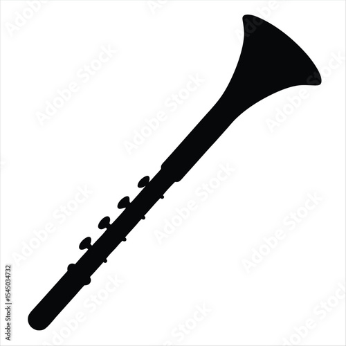 Black clarinet silhouette showcasing a musical instrument in a minimalist design