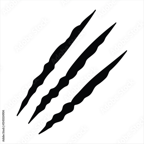 Three parallel black claw marks on a white background conveying aggression