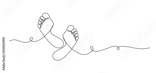Continuous one line art drawing of bare foot in simple style and outline vector art illustration  Barefoot drawn in one continuous line. Female footprint in a simple linear style. Foot massage