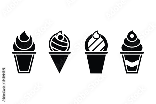 Frozen Dessert Icons Delicious Ice Cream and Frozen Yogurt Designs