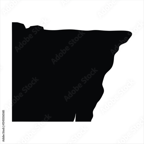 Black Silhouette of a Cliff Formation Against a White Background Space