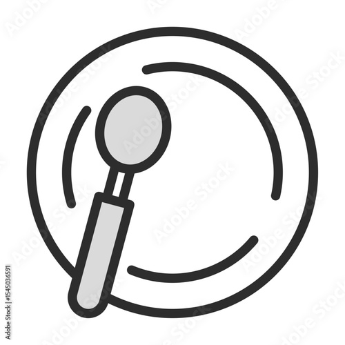 Plate and Spoon Icon: Simple Dining Utensil Design for Food, Restaurant, Kitchen, and Meal Concepts - Vector Illustration