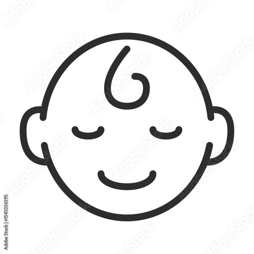 Smiling Baby Face Line Icon: Happy Infant, Newborn Joy, Child Care, Kids Development Symbol. Editable Vector.