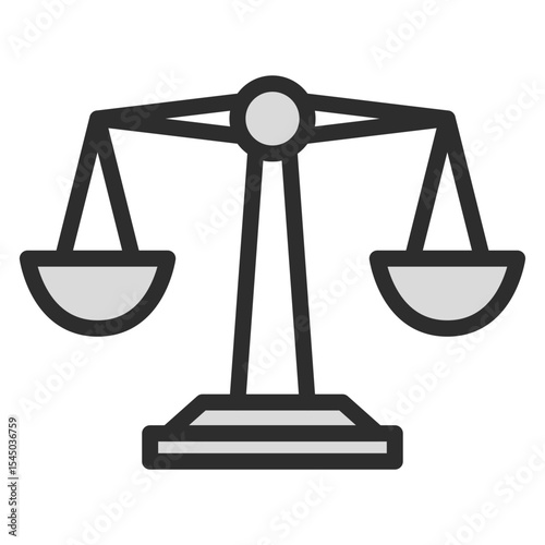 Scales of Justice Line Icon: Law Balance, Legal System, Equality Symbol, Court Fairness. Editable Vector