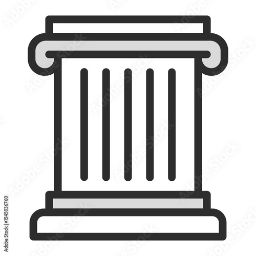 Justice Pillar Line Icon: Law Column, Court Building Element, Legal System Symbol. Editable Vector