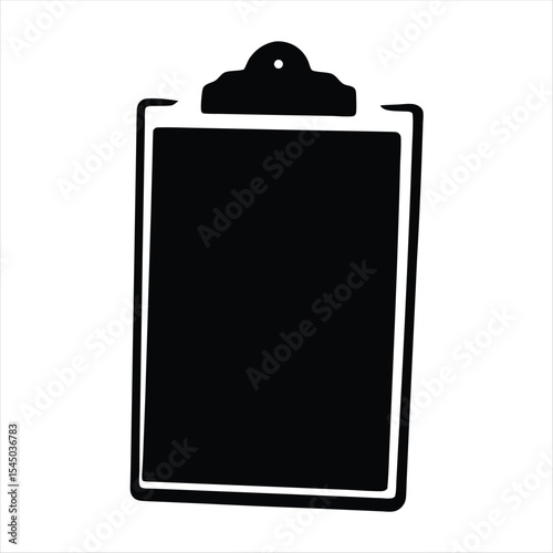 Simple black clipboard illustration for notes, documents, and task management representation