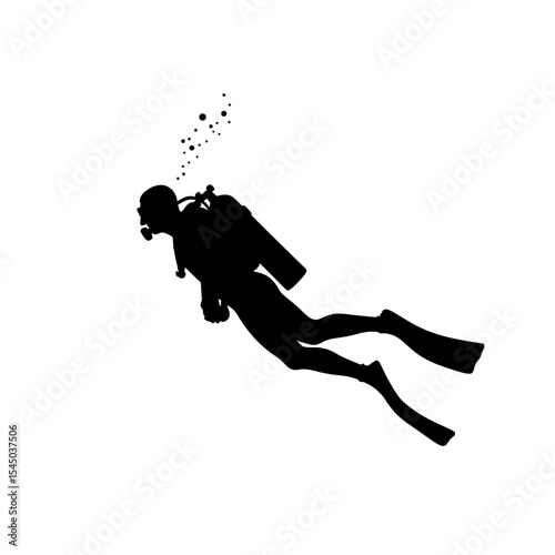 Black silhouette scuba diver underwater aquatic athlete figure diving scuba diving water sports