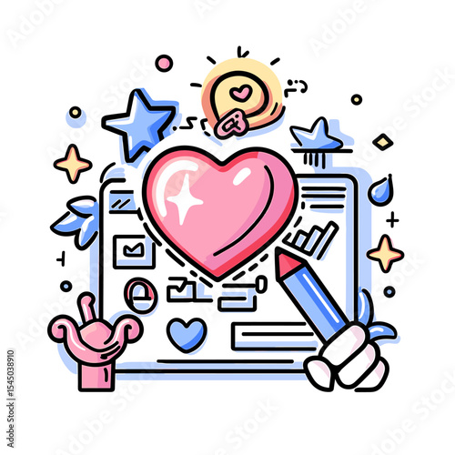 Heartfelt Brand Strategy Planning Doodle Illustration