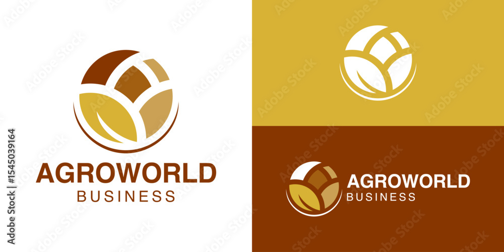 Fototapeta premium Creative simple agro world logo template. Farmland business logo design vector illustration.