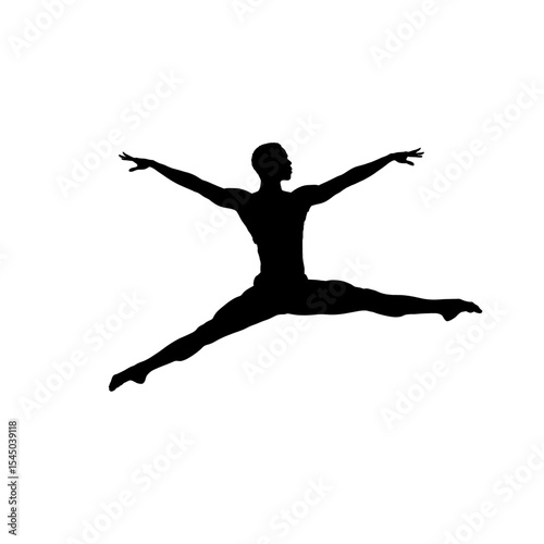 Silhouette of a Male Dancer in Mid-Air Leap