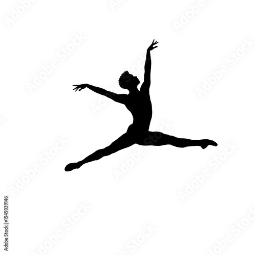 Black silhouette male ballet dancer leaping graceful performer figure elegant jump dance arts