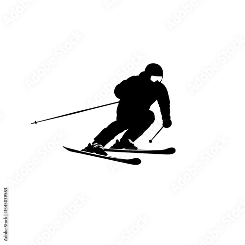 Black silhouette skier action winter sports athlete figure skiing downhill skiing winter sports