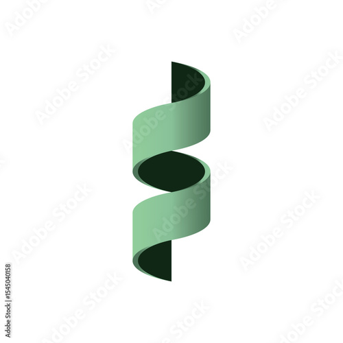 3D Ribbon Twist, Helix Ribbon, Vertical Spiral Fold, Wave Curve Strip, Gradient Ribbon Helix.