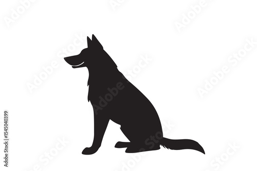 "Dog Silhouette Vector – Sitting Pet in Calm Pose"