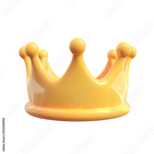 Golden crown illustration royal coronation symbol king queen prince princess tiara headwear jewelry 3d render object on transparent background