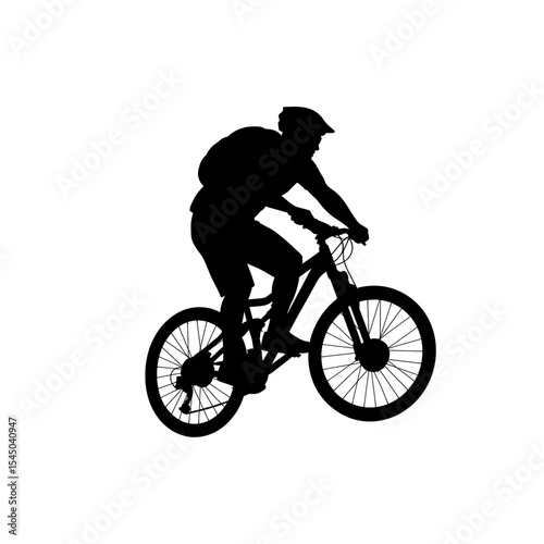 Black silhouette mountain biker riding cyclist figure mountain bike cycling outdoor adventure