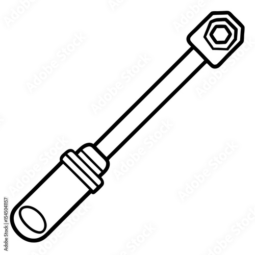 Mechanical Wrench Tool Line Art Illustration