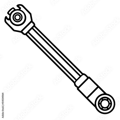 Mechanical Wrench Tool Line Art Illustration