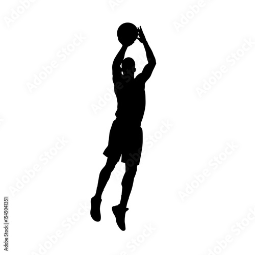 Black silhouette basketball player shooting athletic figure ball shooting pose basketball sports