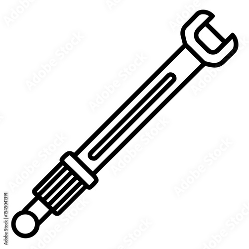 Mechanical Wrench Tool Line Art Illustration
