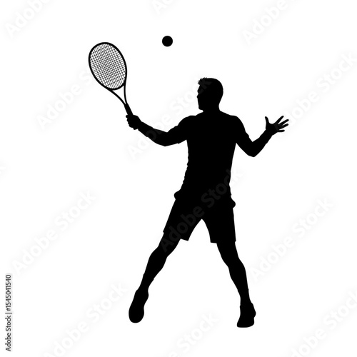 Black silhouette tennis player serving athletic figure racket action tennis sports
