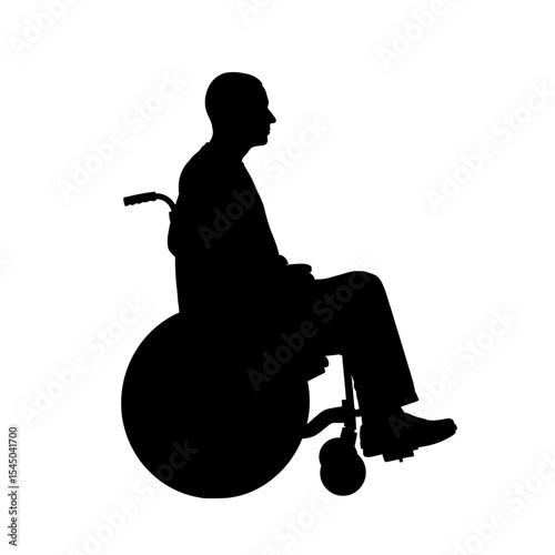 Black silhouette person wheelchair individual disability showing independence accessibility inclusion themes