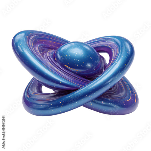 Abstract blue galaxy torus knot with sphere 3d render background wallpaper desktop hd space cosmos universe on transparent background
