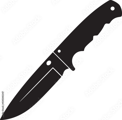 Sleek Black Hunting Knife  Sharp Blade, Durable Design