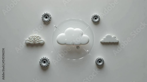 Brainstorming Ideas Innovation Concept White Background Brain Cloud Gear Lightning Bolt Creative Thinking