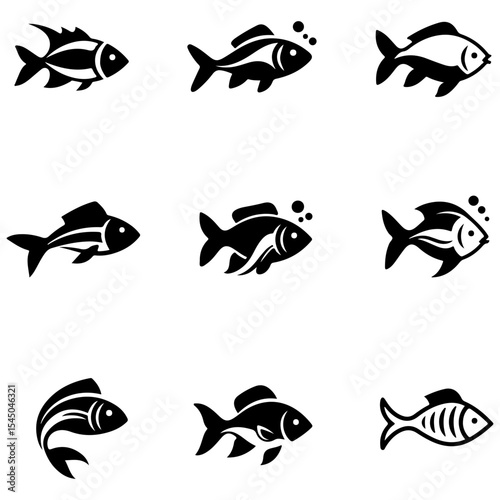 An amazing collection of exotic and unique freshwater fish silhouettes from the diverse and vibrant Amazonian river basin