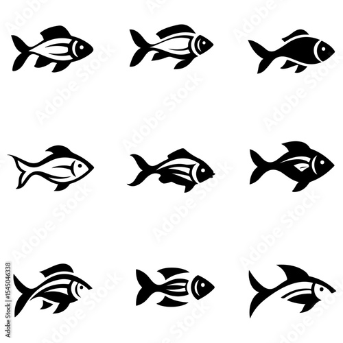 A specialized collection of cold-water fish silhouettes, representing the hardy aquatic fauna of the Arctic and Antarctic seas