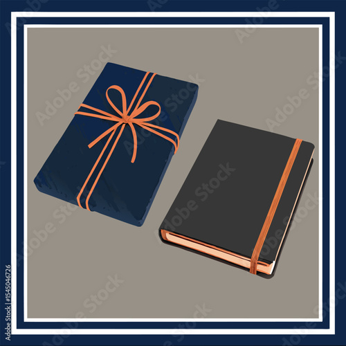 A vintage photo album, like a cherished book or a special gift box, adorned with a festive ribbon, holding blank pages or cherished memories, perfect for a Christmas present or birthday celebration
