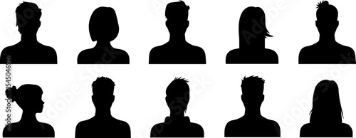 Male and female head silhouettes avatar, profile icons. Vector silhouettes