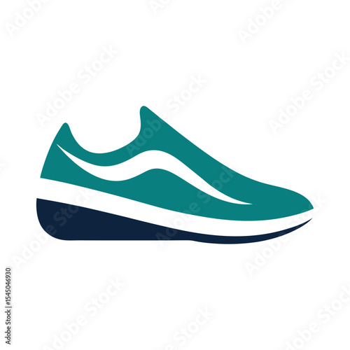 Minimalist athletic sneaker logo design for sportswear and gym training promotion
