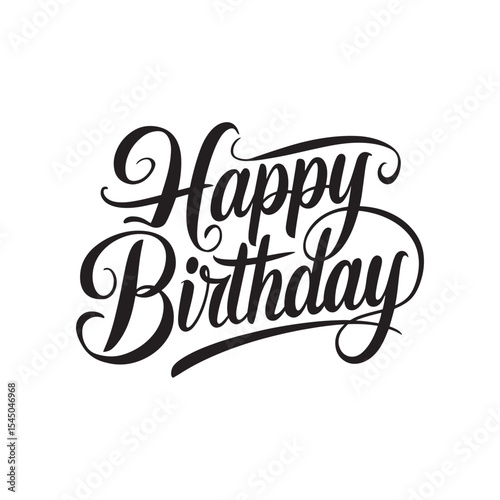 Canvas Print Elegant “Happy Birthday” calligraphy design perfect for cards, gifts, and birthd