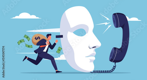 Anonymous Caller, Money Laundering, Financial Crime, Fraudulent Scheme, and Deception Illustration