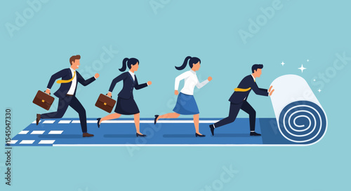 Businesspeople Collaboratively Paving the Path to Success