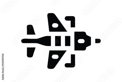Simple black silhouette of a commercial airplane.  