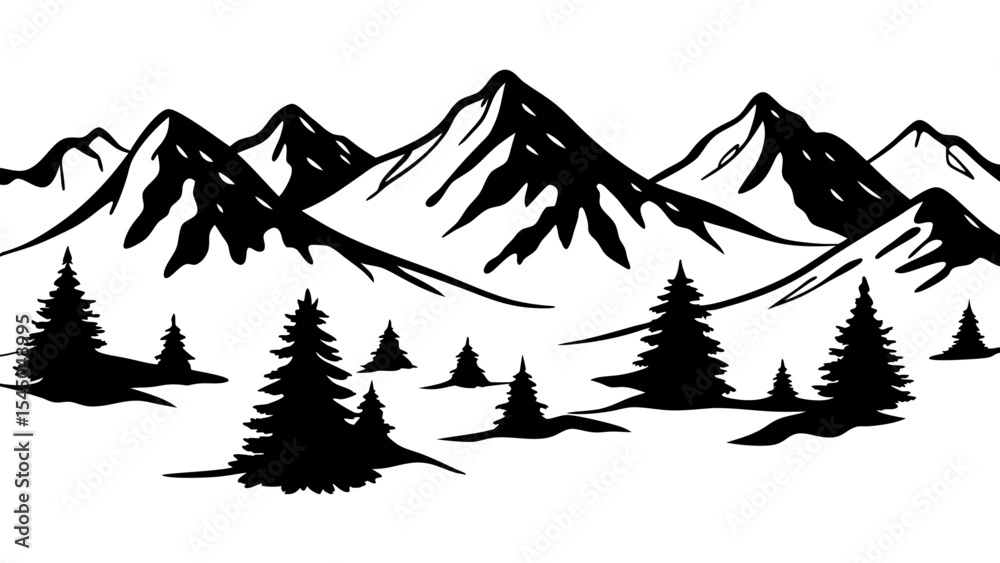 Fototapeta premium mountains silhouettes on tranparent background