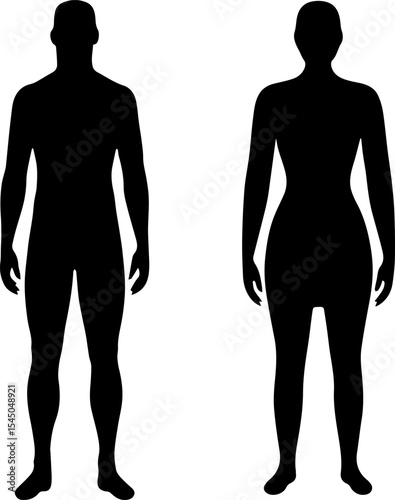 man and woman full body silhouette vector illustration
