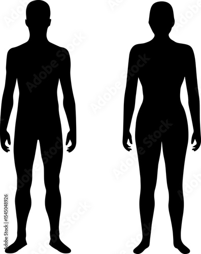 man and woman full body silhouette vector illustration