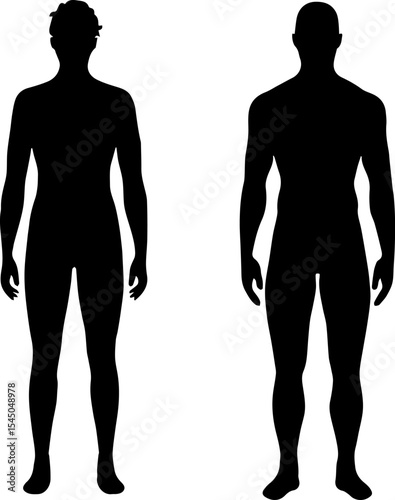 man and woman full body silhouette vector illustration
