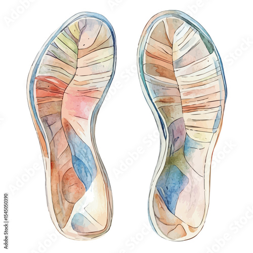 Insoles, watercolor vector, isolated on a white background.