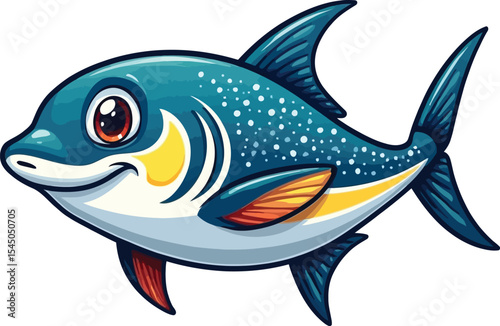 Cute cartoon a illustrator vector Barracuda