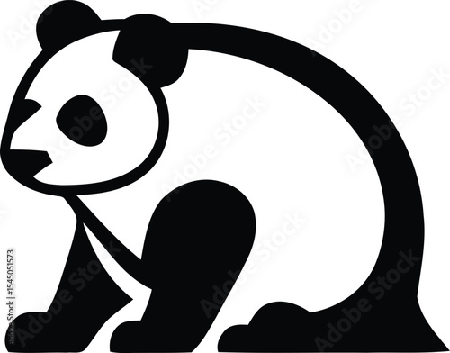 panda bear animal cartoon icon vector illustration graphic design in black and white
